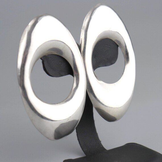 Vintage Mexican Modernist BIG Hoop Earrings, Taxc… - image 3