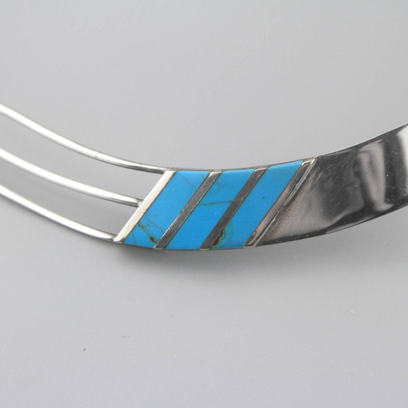 Sterling Silver Turquoise Collar Necklace Modernist Gift For Her Turquoise Necklace Turquoise Jewellery Sterling Silver Minimalist