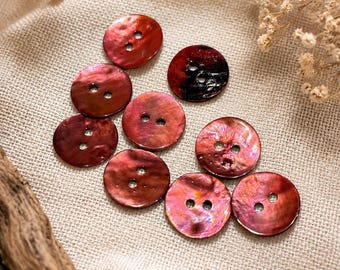 Abalone buttons, 2 hole, real shell, set of 6