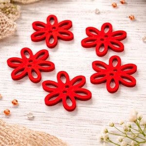 Vintage Flower Buttons: 28mm Polyamide Sewing Embellishments