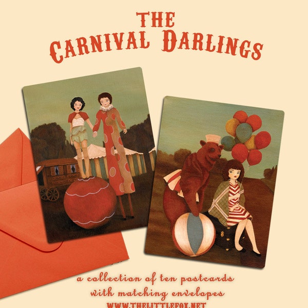 LAST ONE - Postcard Collection, Set of Postcards, Blank Card Set, Postcard Set,  Postcard Pack, Circus Postcard Set - Carnival Darlings
