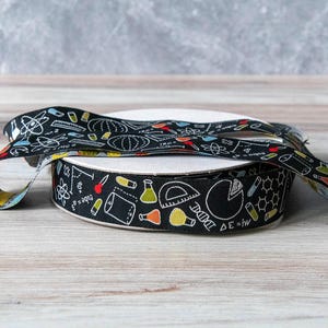 Math 'n Science Jacquard Ribbon from the Back to School Collection by Stacy Iest Hsu - 7/8-inch (22 mm) wide - per 1 yard length