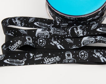 3 yards of Printed Outer Space Ribbon from France - 3/4-inch wide (20 mm)