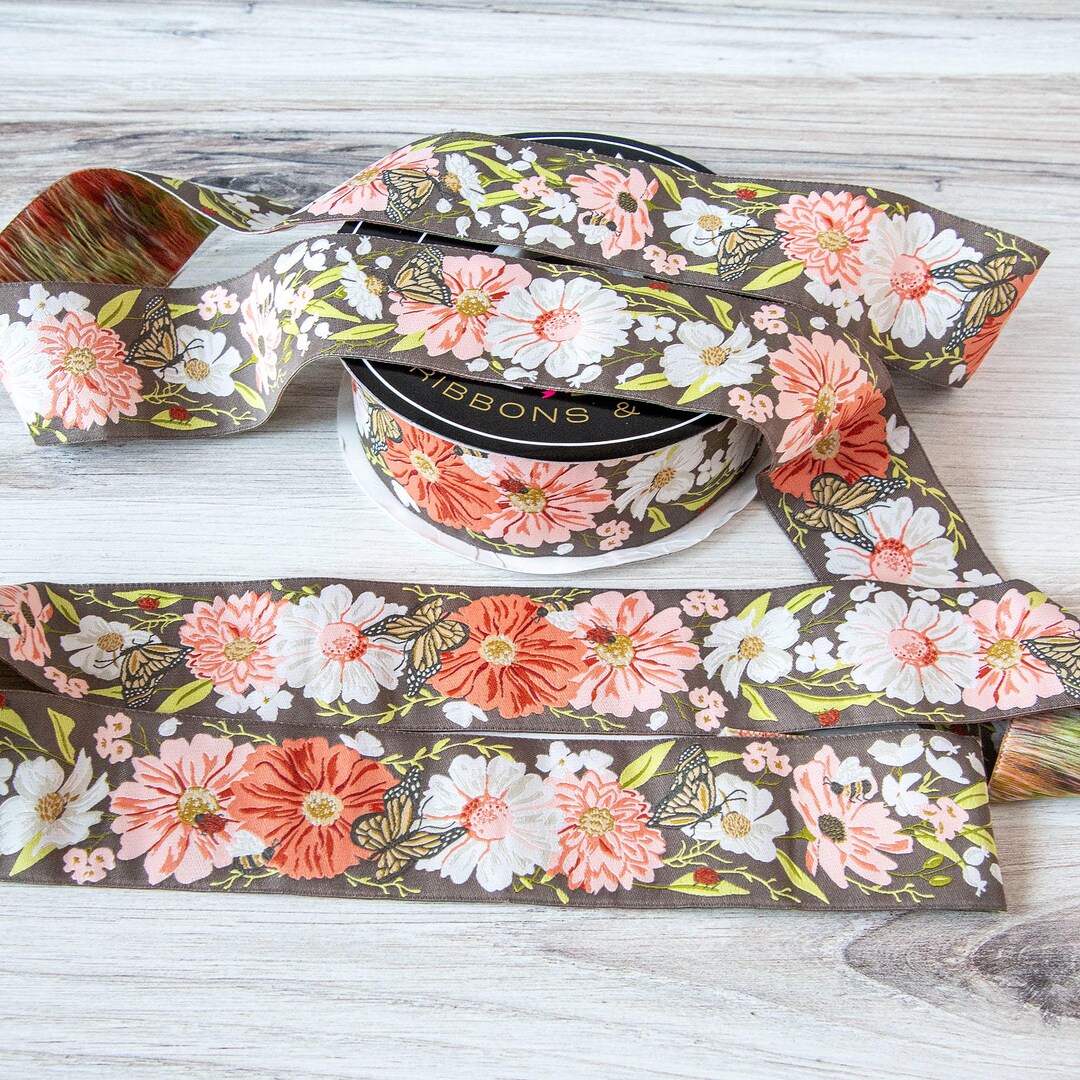 Farm Garden in Charcoal Jacquard Ribbon From the Farmstead Collection ...