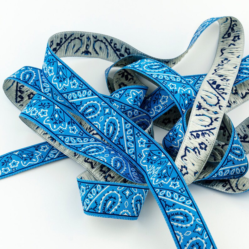 Blue Bandana Ribbon by Ralphael Kerley 22 mm Etsy