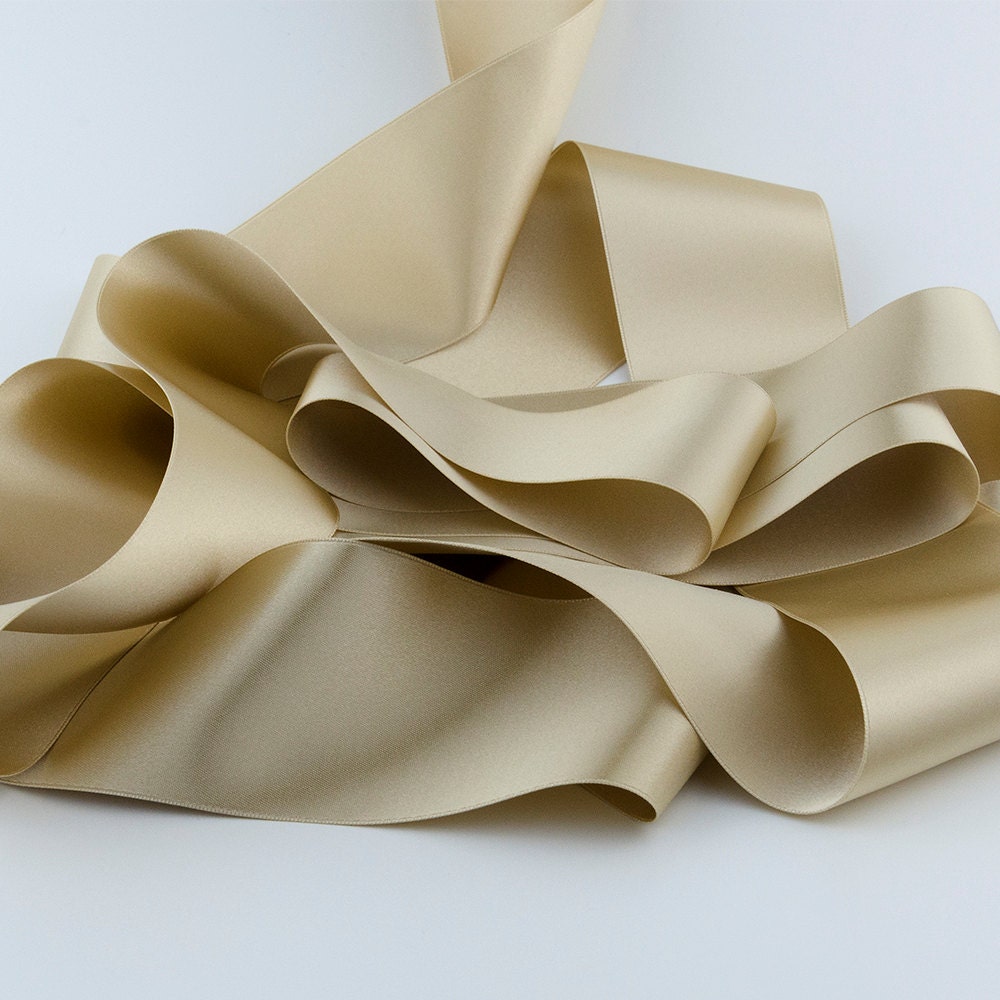Champagne Double Faced Satin Ribbon - 50 Mm - Etsy