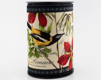Exotic Birds Label French Designer Velvet Ribbon by Trolez Gwenaëlle Créations - 5 inches wide - per 1/2 meter (19.69 inches) length