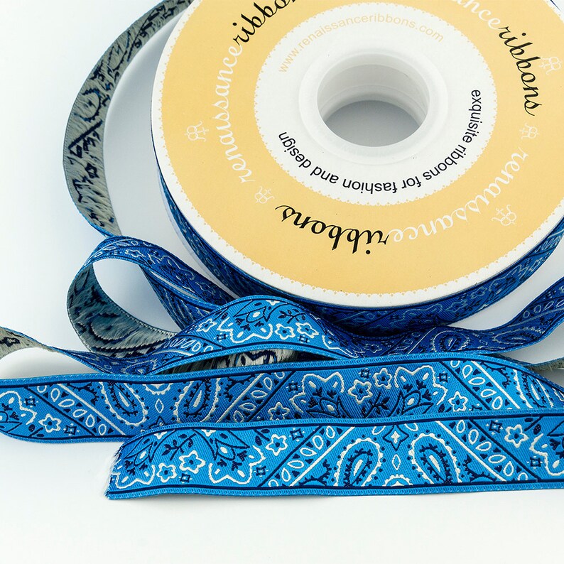Blue Bandana Ribbon by Ralphael Kerley 22 mm Etsy