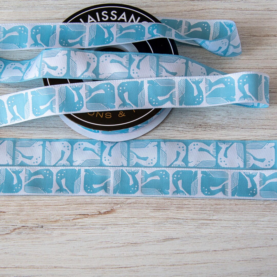 Grumpy Whale in Blue Jacquard Ribbon From the by the Seaside Collection ...