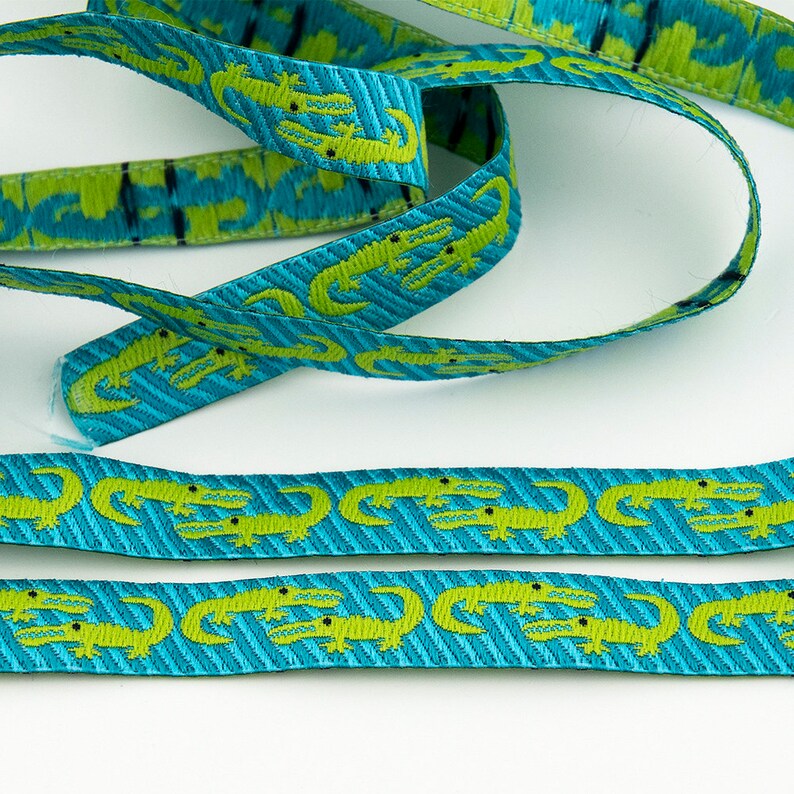 Turquoise Crocodile Ribbon 10 mm image 3