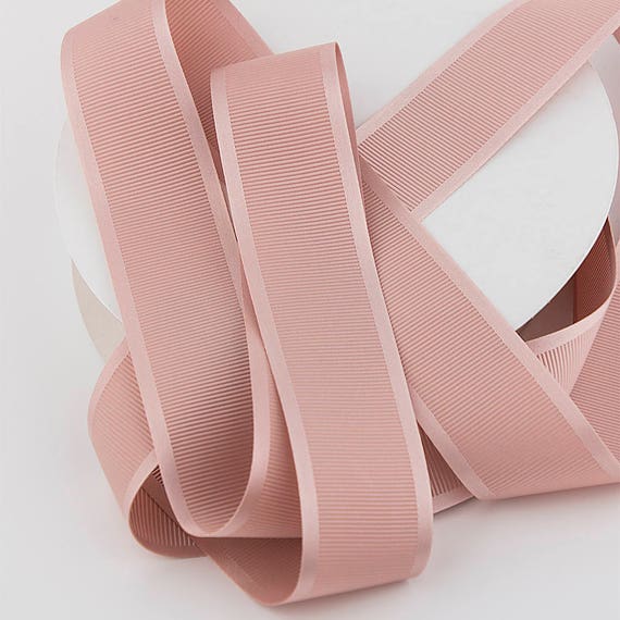 Dusty Rose Satin Edged Grosgrain Ribbon - 35 mm wide