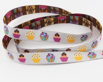 Decorated Cupcakes Ribbon - 9/16-inch wide (14 mm) - per yard length