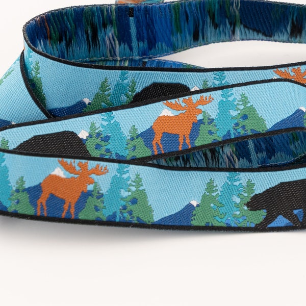 Moose and Bear in the Mountains Ribbon - 5/8-inch wide - per 1 yard length
