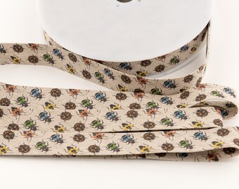 Insects and Beetles Bias Binding from France - 1 1/16-inches wide (27 mm) - per yard length