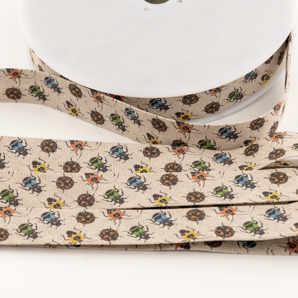 Insects and Beetles Bias Binding from France - 1 1/16-inches wide (27 mm) - per yard length