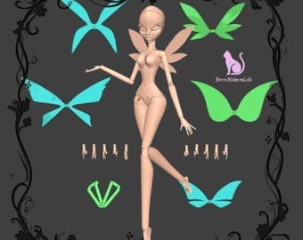 BJD Fairy| 3 Faceplates, 6 Hands, 6 Wings Sets