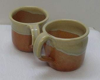 Nutmeg and Eggshell Porcelain Mug Pair