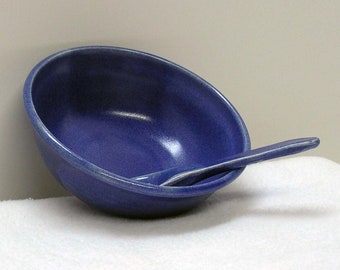 Dark Denim Small Porcelain Bowl with Spoon