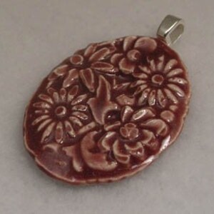 Dark Pink Floral Porcelain Necklace image 2