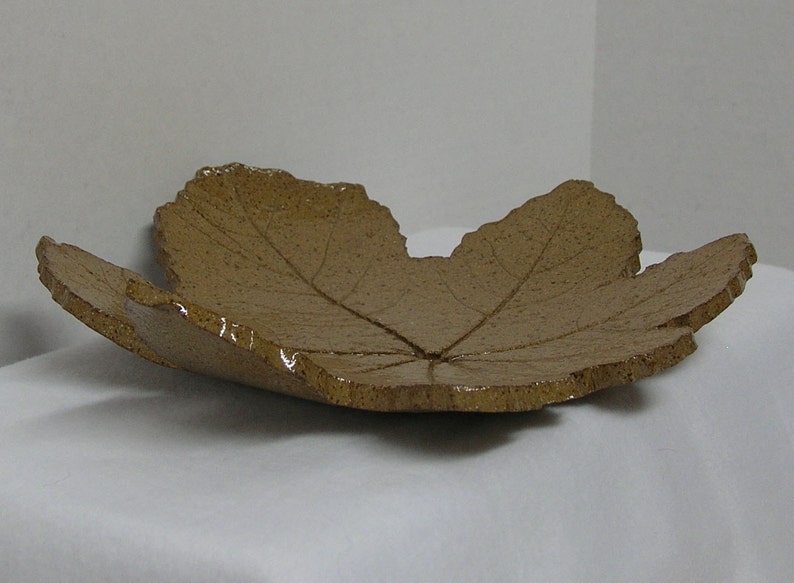 Spotted Brown Stoneware Hollyhock Leaf image 4