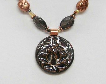 Stoneware Pendant Necklace and Earring Set