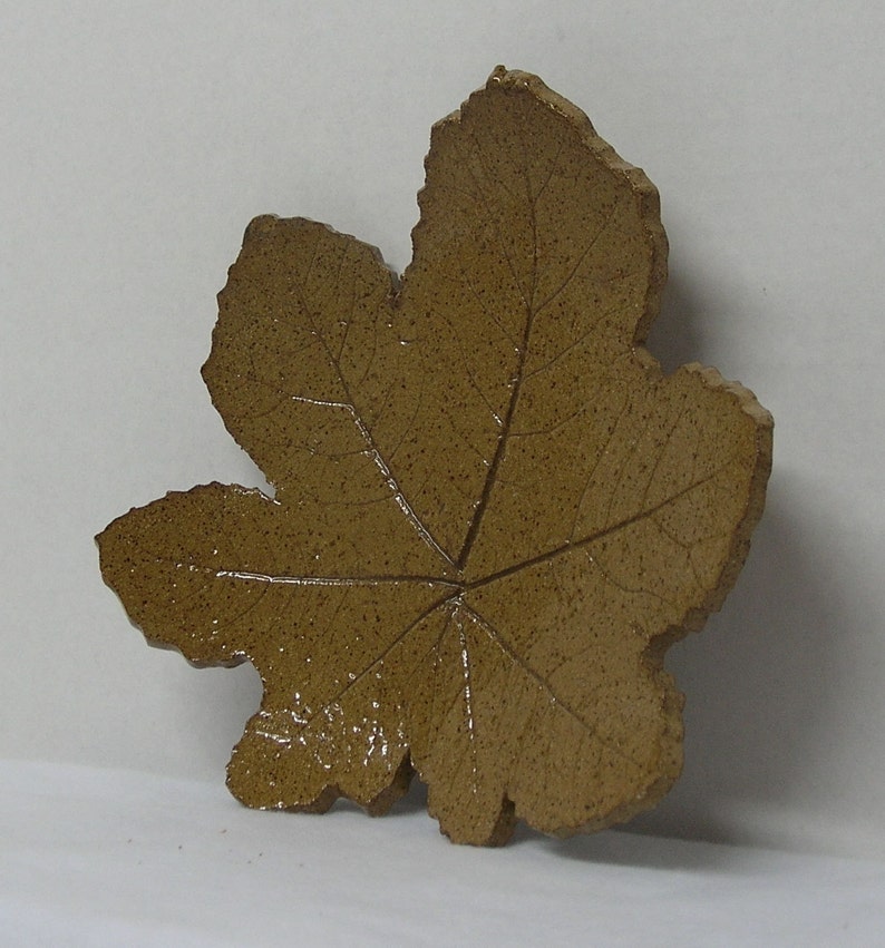 Spotted Brown Stoneware Hollyhock Leaf image 5