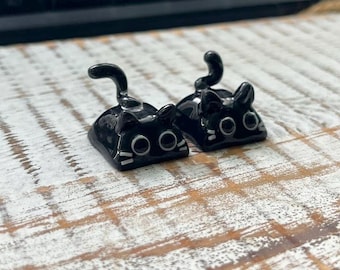 Handmade Spooky Cat Keycap: Polymer Clay Artisan Keycap