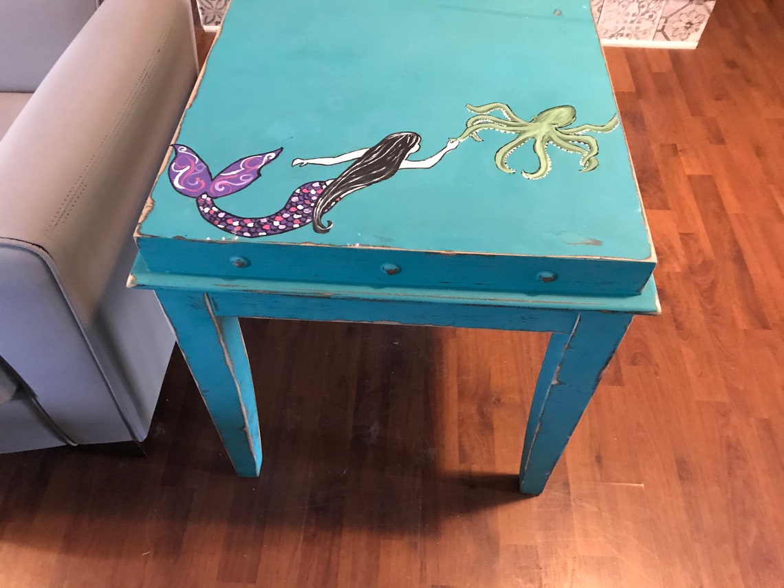 3 piece Beach themed Coffee/end tables Mermaids Etsy