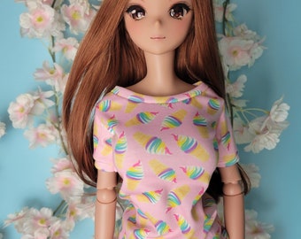 BJD SD Doll 60cm Pink Rainbow Ice Cream Shirt In Stock