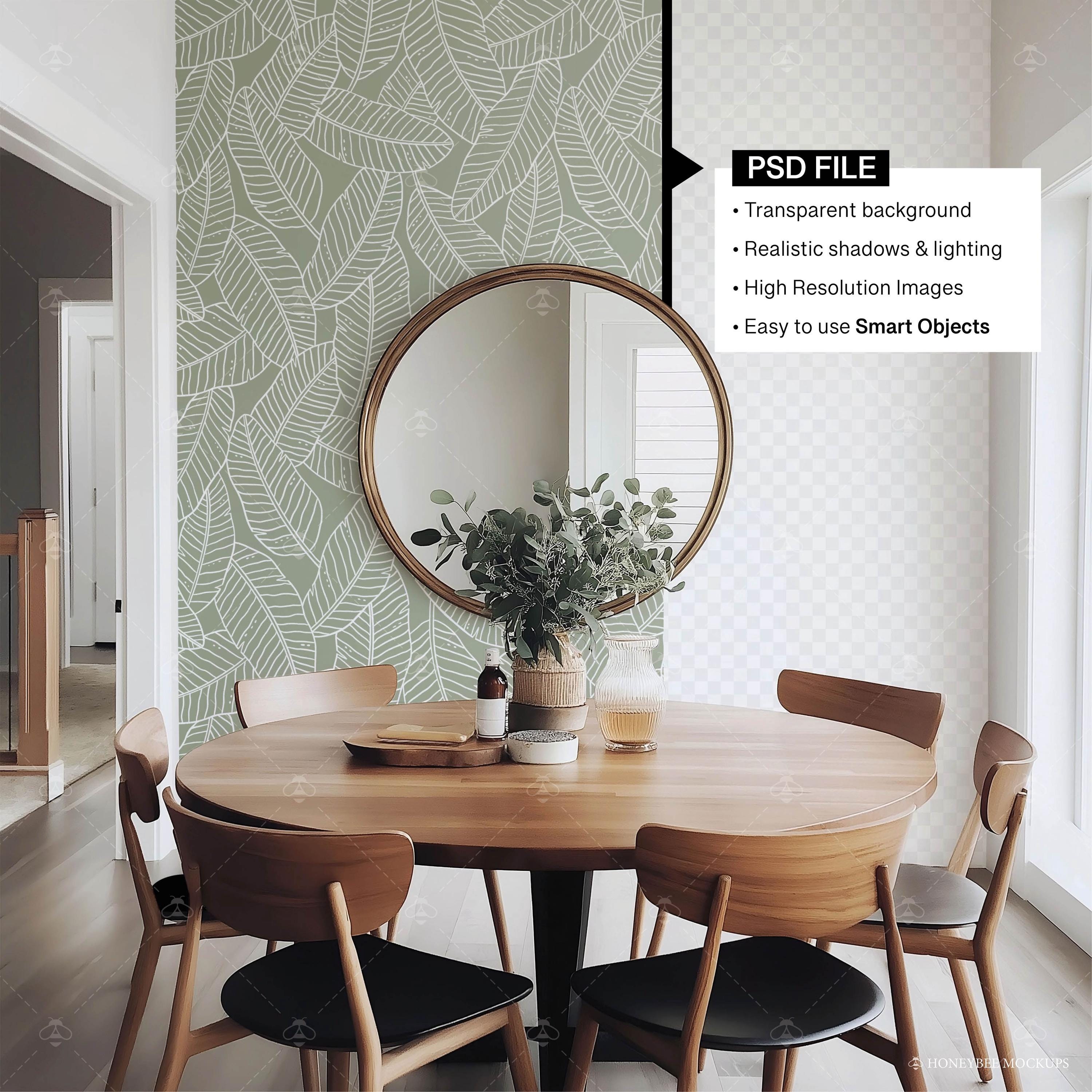 Dining Room Wallpaper Mockup, Photoshop Smart Object, PSD Wallpaper ...