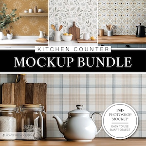 Bundle di mockup per cucina, mockup di carta da parati per cucina, mockup di design per interni, mockup di carta da parati PSD, mockup di parete, mockup di stanza, mockup di motivi
