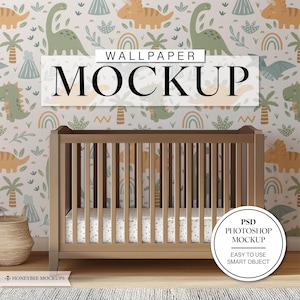 Nursery Room Wallpaper Mockup, Interior Design Mockup, PSD Wallpaper Mockup, Wall Mockup, Psd Mockup, Baby Room Mockup, Crib Mockup