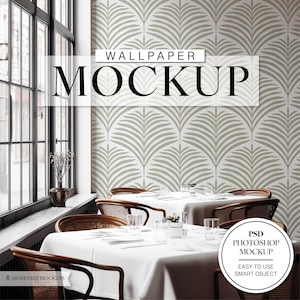 Restaurangtapetmockup, inredningsmockup, PSD-tapetmockup, väggmockup, PSD-mockup, tapetmall, tom tapet