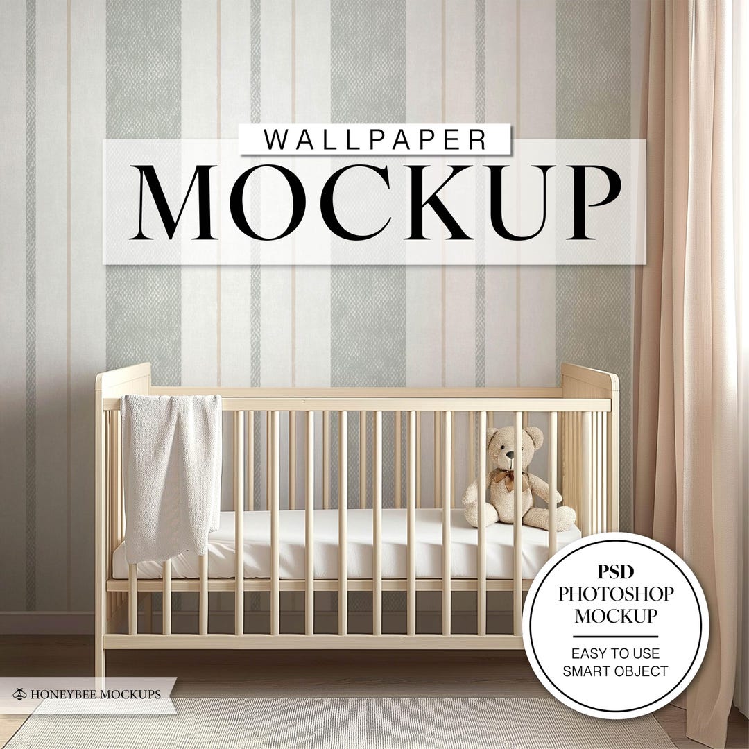 Nursery Room Wallpaper Mockup, PSD Wallpaper Mockup, Wall Mockup, Psd ...