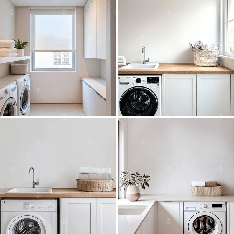 Mockup Bundle, Laundry Room Wallpaper Mockup, Interior Design Mockup ...