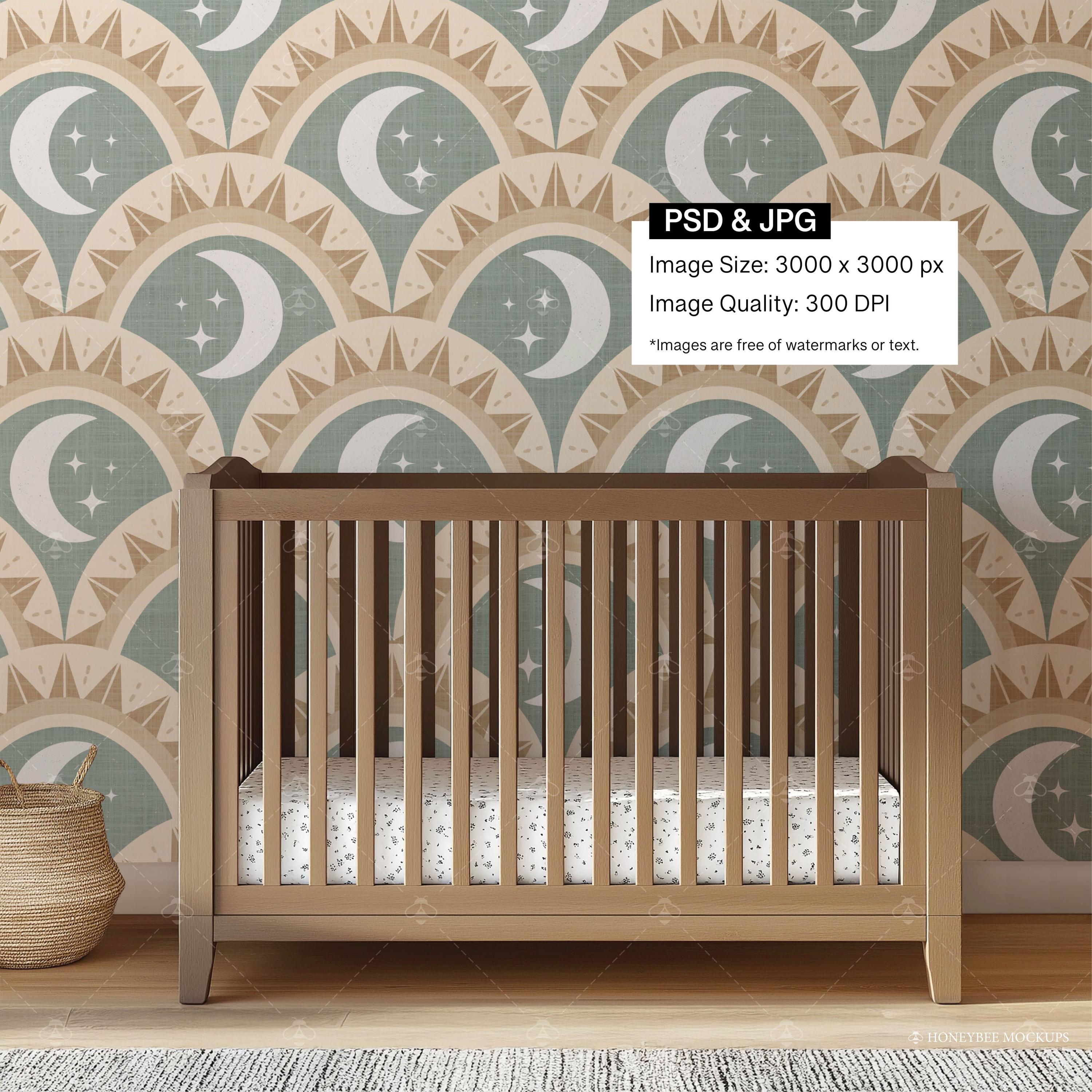 Nursery Room Wallpaper Mockup, Interior Design Mockup, PSD Wallpaper ...
