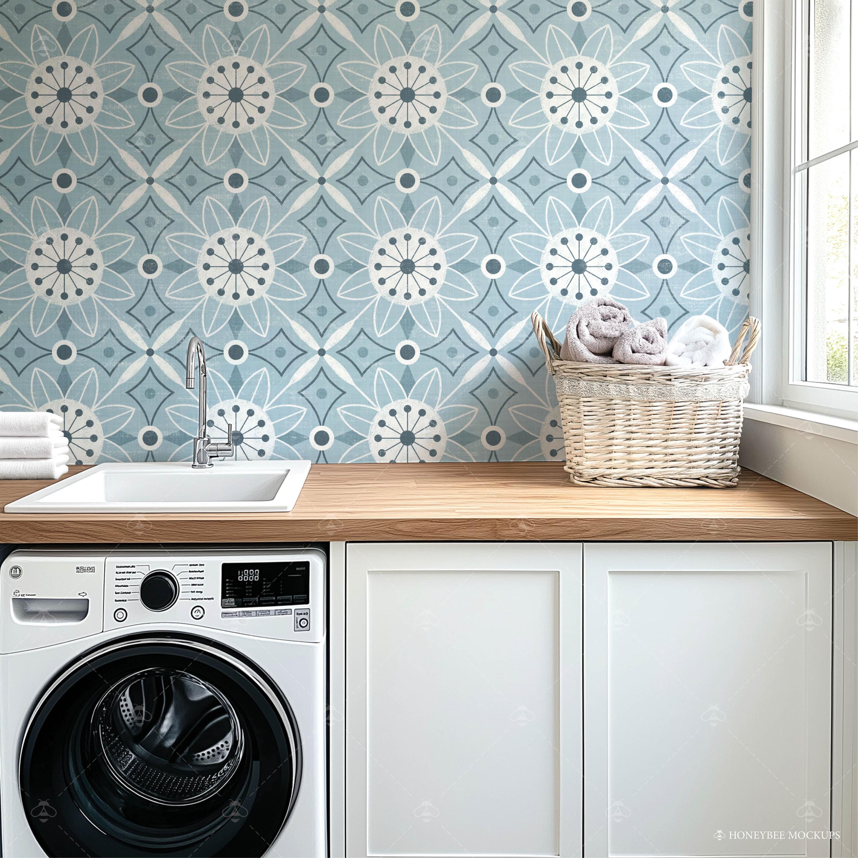Laundry Room Wallpaper Mockup, Interior Design Mockup, PSD Wallpaper ...