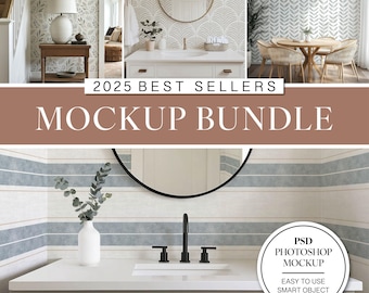 2025 Best Sellers Mockup Bundle, PSD template, Photoshop Smart Object, Pattern All-Over Print