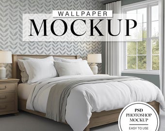 Bedroom Wallpaper Mockup, Interior Mockup, Photoshop Wallpaper Mockup, Room Mockup, Editable Mockup, Empty Wall Mockup, Blank Wallpaper