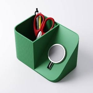 MagSafe Handyhalter & Schreibtisch Organizer mit Stiftehalter – iPhone Ladestation – 3D-gedruckt – Büro Zubehör, Büro Gadget