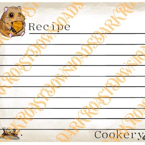 Recipe Card, Cookery, Blank, Vintage, Cottagecore, 4x6, Critters, Frog, Mushrooms