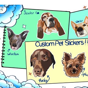 Custom Pet Stickers | Personalized Pet Portrait Stickers | Custom Vinyl Pet Sticker | Dog, Cat, & Small Pet Stickers