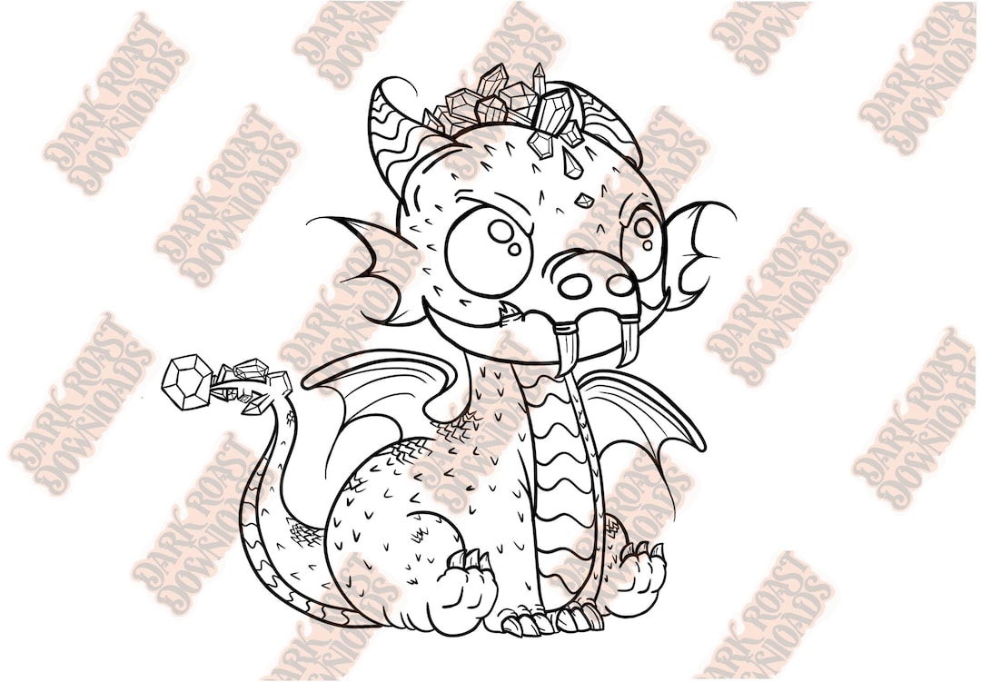 Gem Dragon Instant Download Printable Fantasy Coloring Page - Etsy