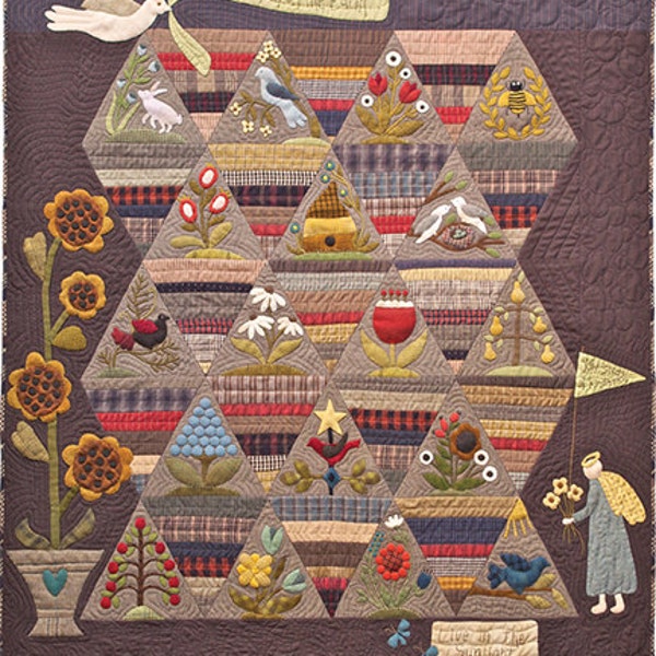 SALE Primitive Quilt Pattern - How Does Your Garden Grow?, Quilt Pattern by Norma Whaley of Timeless Traditions