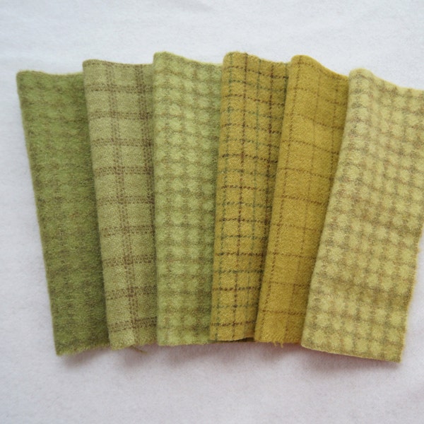 Mano Chartreuse verde amarillo teñido de tela de lana afieltrada - acolchar - apliques de lana - coser por acolchar Acres