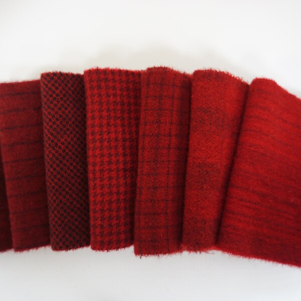 Deep Red Hand Dyed Felted Wool Fabric Perfect for Rug Hooking, Quilting, Wool Applique, and Sewing by Quilting Acres