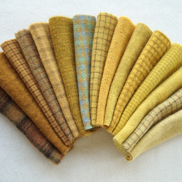 Yellow and Gold Hand Dyed Felted Wool in an 8 Inch by 8 Inch size Perfect for Rug Hooking and Applique 3205