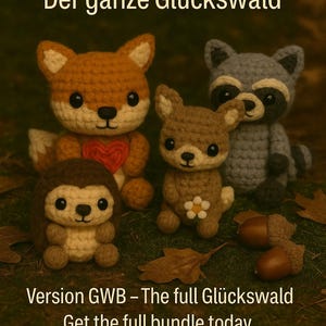 Glueckswald animals crochet PDF set instructions DIY forest animals Crochet Pattern Forest Bundle Amigurumi instructions make animals yourself