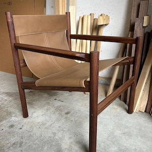 Exquisite Minimalist Design - Walnut & Leather - Mid Century Modern Accent Chair