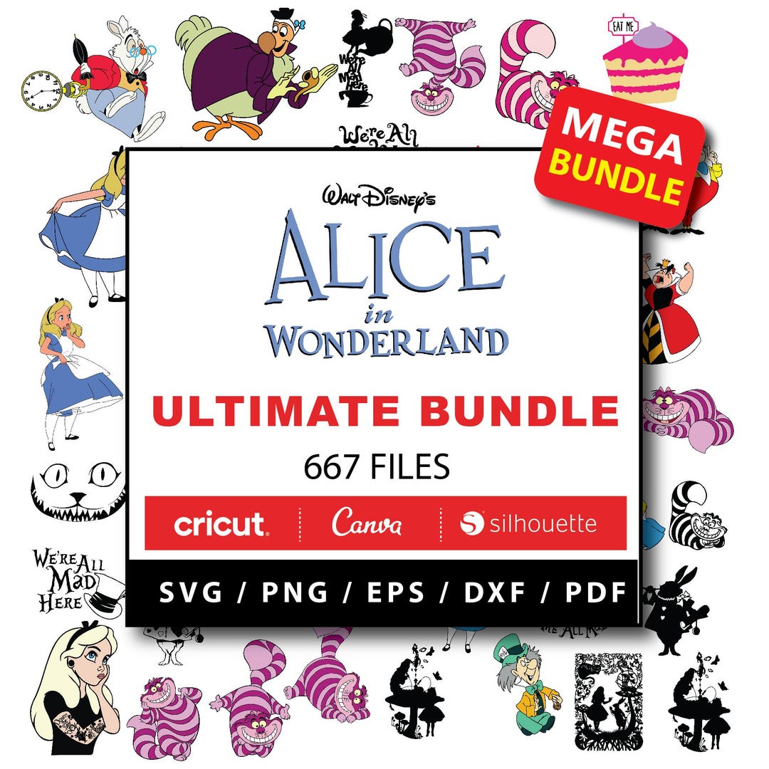 Alice in Wonderland SVG Bundle Clipart for Cricut, Silhouette Alice ...
